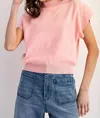 Eesome Haven Mock Neck Knit Top In Salmon In Pink