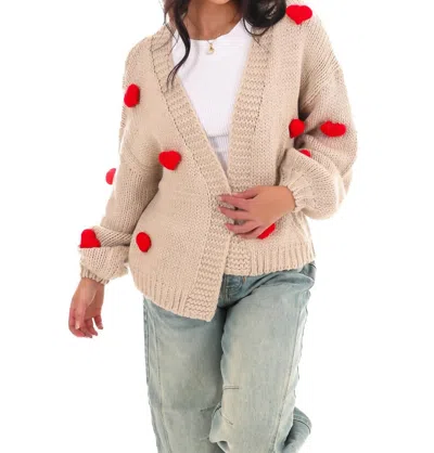 Eesome Heartfelt Knit Cardigan In Sand In Beige