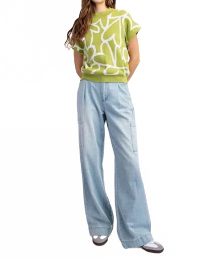 Eesome Heartfelt Mock Neck Sweater Top In Gree In Green