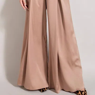 Eesome High Waist Pleated Wide Leg Pants In Brown