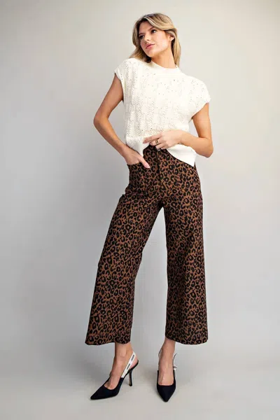Eesome High-rise Wide-leg Pants In Leopard Print In Multi