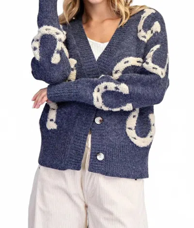 Eesome Horseshoe Hop Cardigan In Navy In Blue