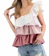 Eesome Jennifer One Shoulder Ruffle Top In Pink In Pink