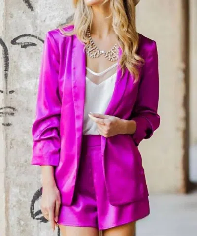 Eesome Katia Satin Shawl Blazer In French Rose In Pink
