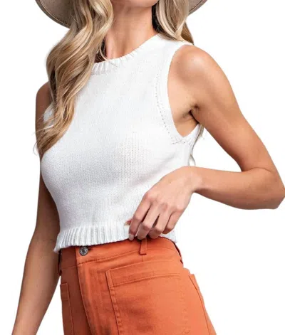 Eesome Knit Cropped Tank Sweater In White
