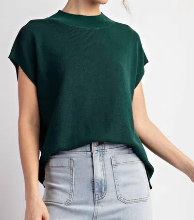 Eesome Knit Mock Neck Sweater In Hunter Green