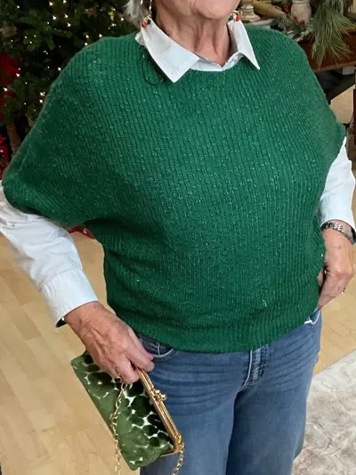 Eesome Knit Short Sleeve Top In Hunter Green