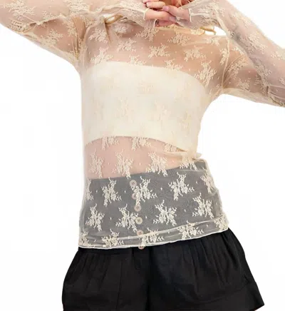 Eesome Lace Layering Tee In Ivory In Multi