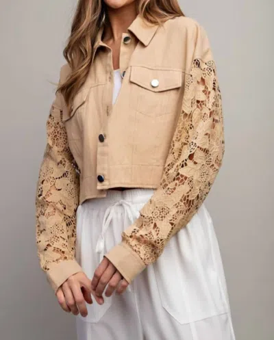 Eesome Lace Sleeve Jacket In Beige