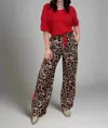 Eesome Leopard Printed Stripe Side Track Pants In Animal In Brown