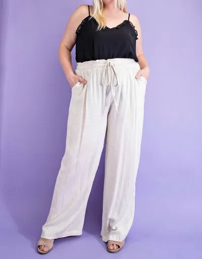 Eesome Linen Wide Leg Pant In White