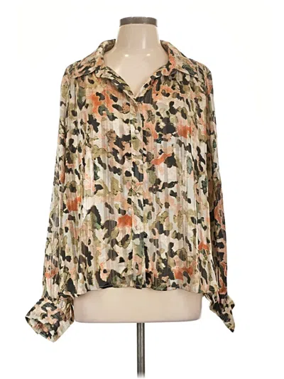 Pre-owned Eesome Long Sleeve Blouse In Gold