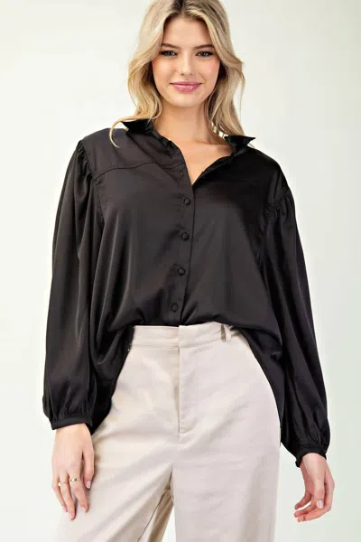 Eesome Long Sleeve Blouse In Black