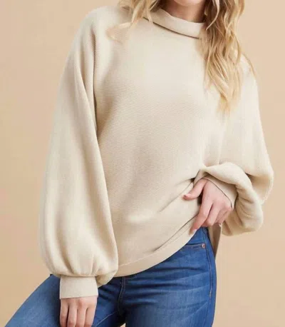 Eesome Long Sleeve Dolman Sweater In Natural In White
