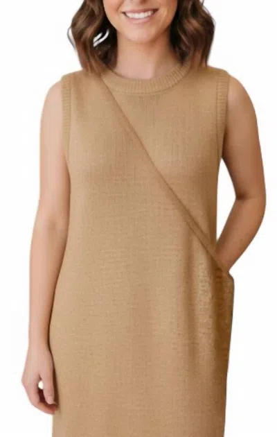 Eesome Longline Sleeveless Sweater Dress In Oat Latte In Brown
