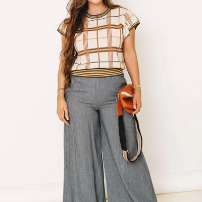 EESOME MARITIME WASHED PINSTRIPED WIDE LEG PANTS