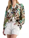 Eesome Maven Patterned Button Down Blouse In Multi In Multi
