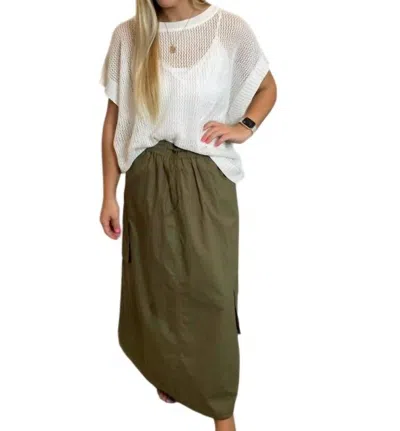 Eesome Maxi Parachute Skirt In Olive In Green