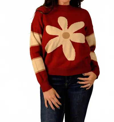 Eesome Meadow Long Sleeve Sweater In Red