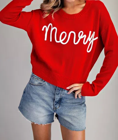 Eesome Merry Holiday Knit Sweater In Red