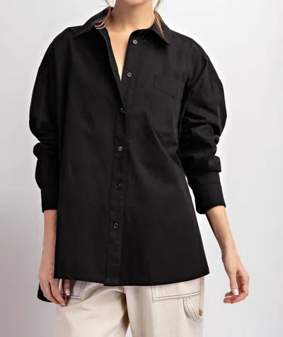 Eesome Midnight Button Down Top In Black