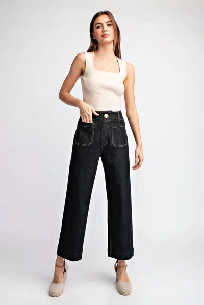 Eesome Midnight Muse Cropped Denim Pants In Blue