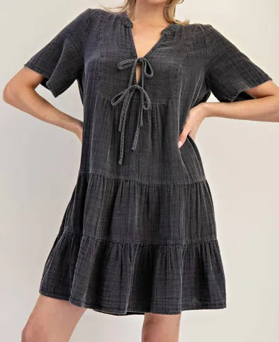Eesome Mineral Wash Gauze Dress In Black
