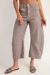 Eesome Mineral Wash Striped Barrel Leg Jean In Burnt Sienna In Multi