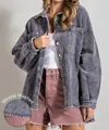 Eesome Mineral Washed Shacket - Plus In Grey