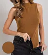 Eesome Mock Neck Bodysuit In Brown In Brown