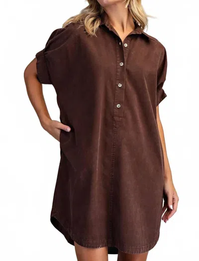 Eesome Move Free Mineral Washed Dress In Brown