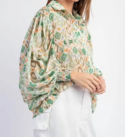 Eesome No More Secrets Balloon Sleeve Top In Multi