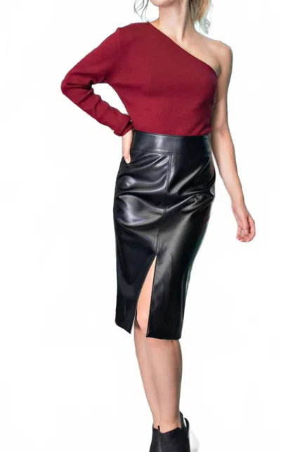 Eesome One Shoulder Sweater Top In Wine In Red