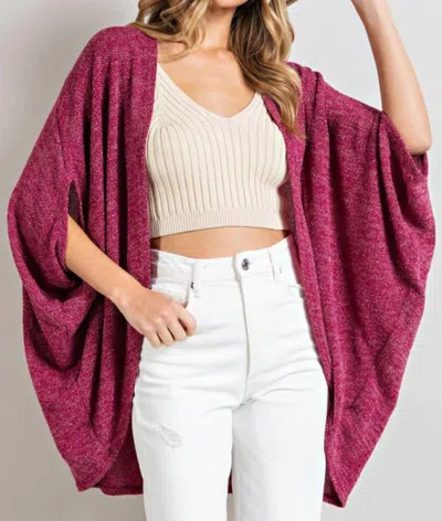 Eesome Open Front Dolman Cardigan In Wine