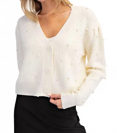 Eesome Pearl Long Sleeve Cardigan In Cream In Black