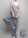 Eesome Pinstripe Jumpsuit In Stone Wash In Blue