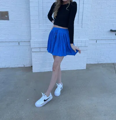 Eesome Pleated Mini Skort In Sapphire In Blue
