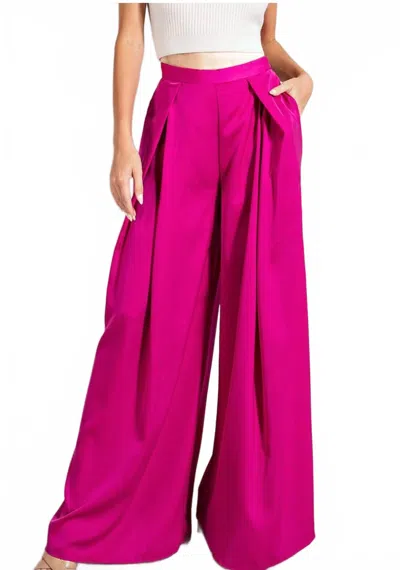 Eesome Pleated Wide Leg Pants In Hot Pink