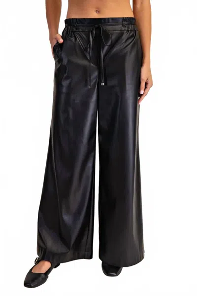 Eesome Pleather Tie Waist Pants In Black