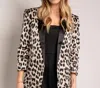 EESOME PLUS LEOPARD SATIN BLAZER IN TAUPE