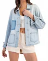 Eesome Pocket Detail Denim Long Sleeve Jacket In Denim Blue In Multi