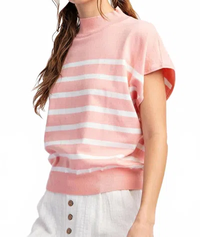 Eesome Preppy Chic Mock Neck Sweater Top In Pink In Purple