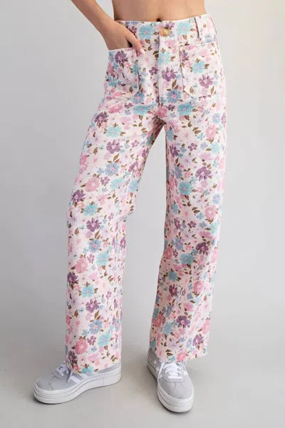 Eesome Pretty Floral Pants In Rose Blush In Multi