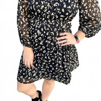 Eesome Printed Off Shoulder Mini Dress In Black