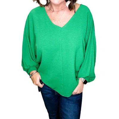 Eesome Puff Sleeve Blouse In Green