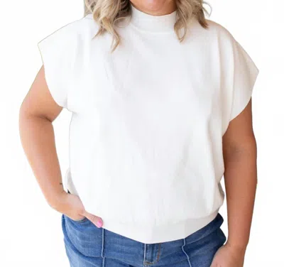Eesome Pure Elegance Mock Neck Knit Top In White In Animal Print