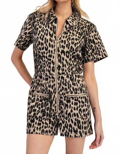 Eesome Queen Leo Mineral Washed Romper In Gold
