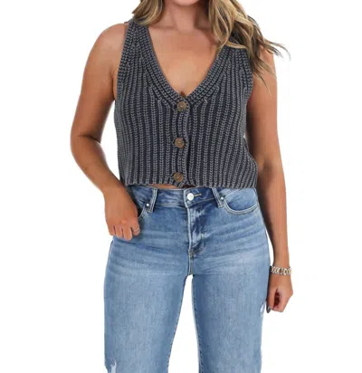 Eesome Quiet Quote Sweater Vest In Ink In Blue