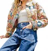 Eesome Retro Floral Printed Cropped Jacket In Multicolor In Multi