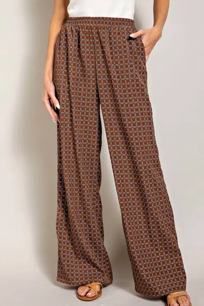 Eesome Retro Print Trousers In Brown
